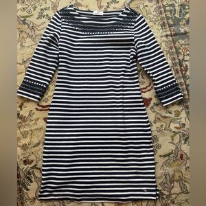Vineyard Vines Black and White Striped Long Sleeve Dress